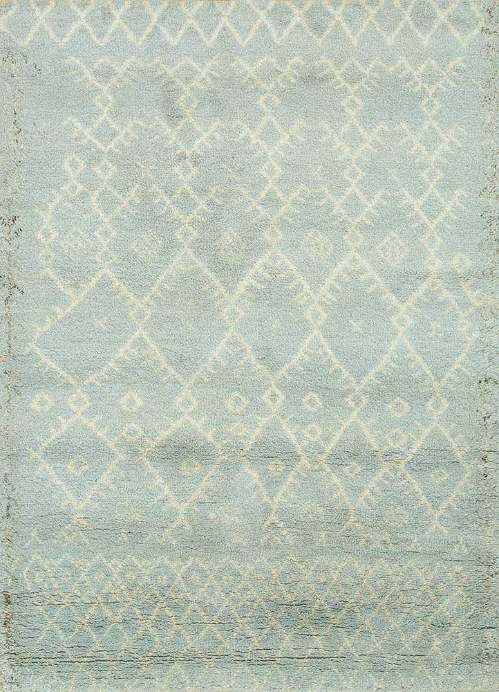 zuri blue wool Hand Knotted Rug - HeadShot