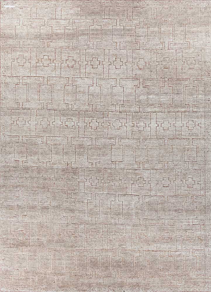 manifest beige and brown wool Hand Knotted Rug - HeadShot