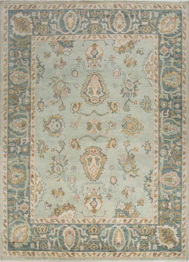 cyanna blue wool Hand Knotted Rug - HeadShot