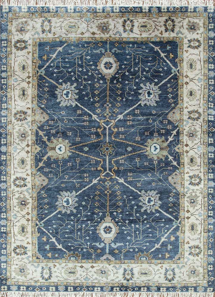  blue wool Hand Knotted Rug