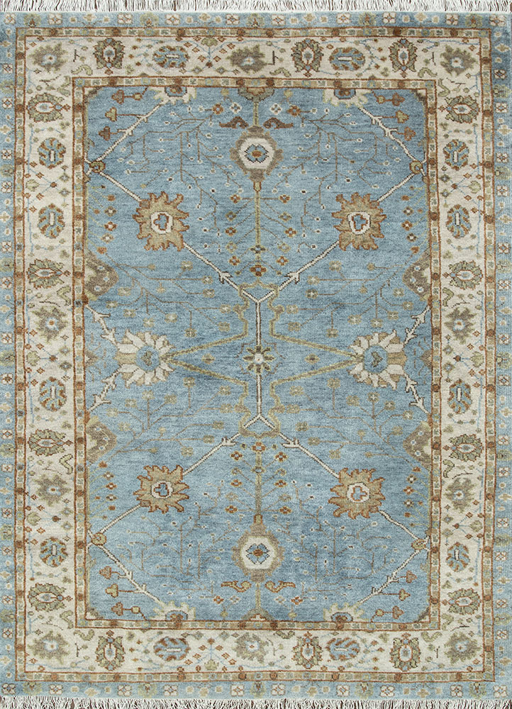  blue wool Hand Knotted Rug