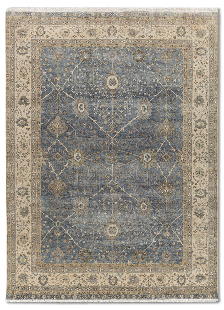 savana blue wool Hand Knotted Rug - HeadShot
