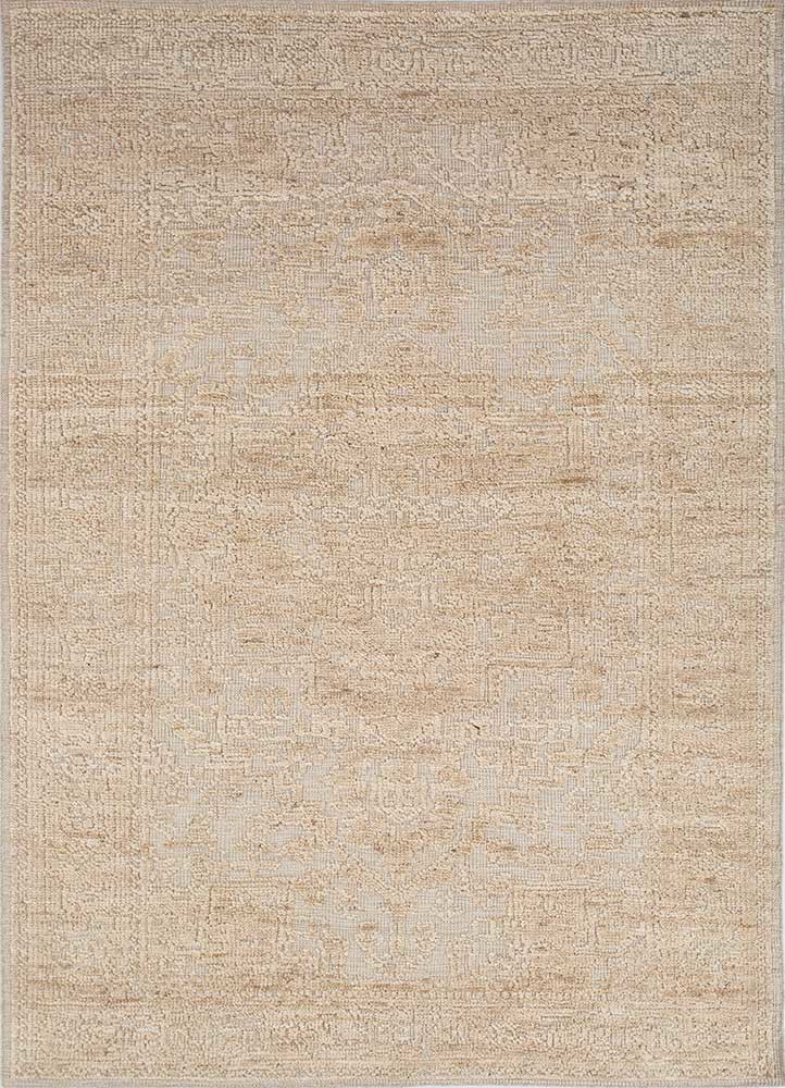  beige and brown wool Hand Knotted Rug