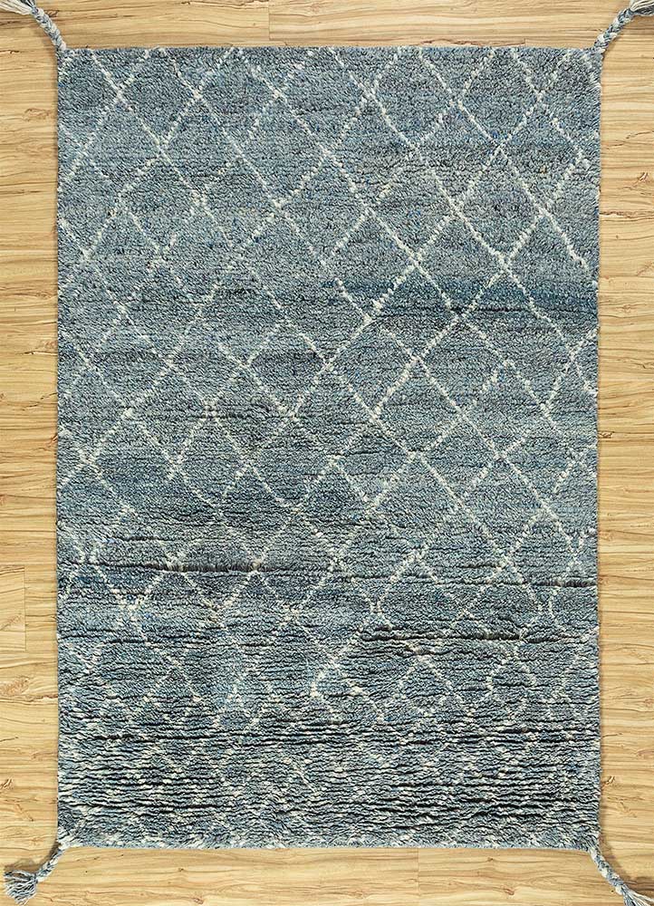 zuri blue wool Hand Knotted Rug - HeadShot