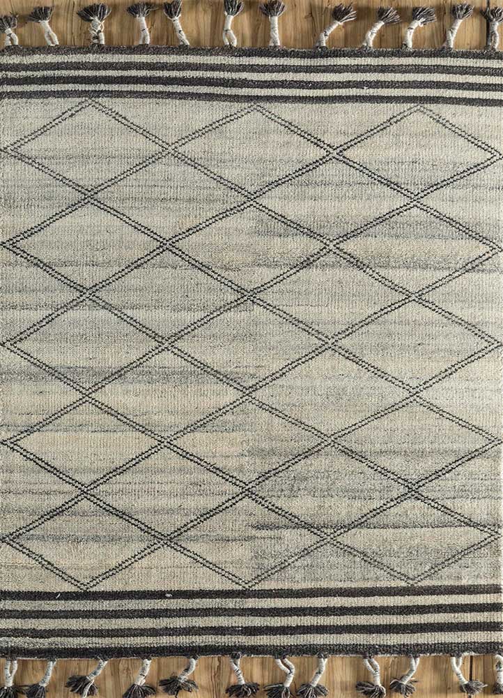 clan grey and black wool Hand Knotted Rug - HeadShot