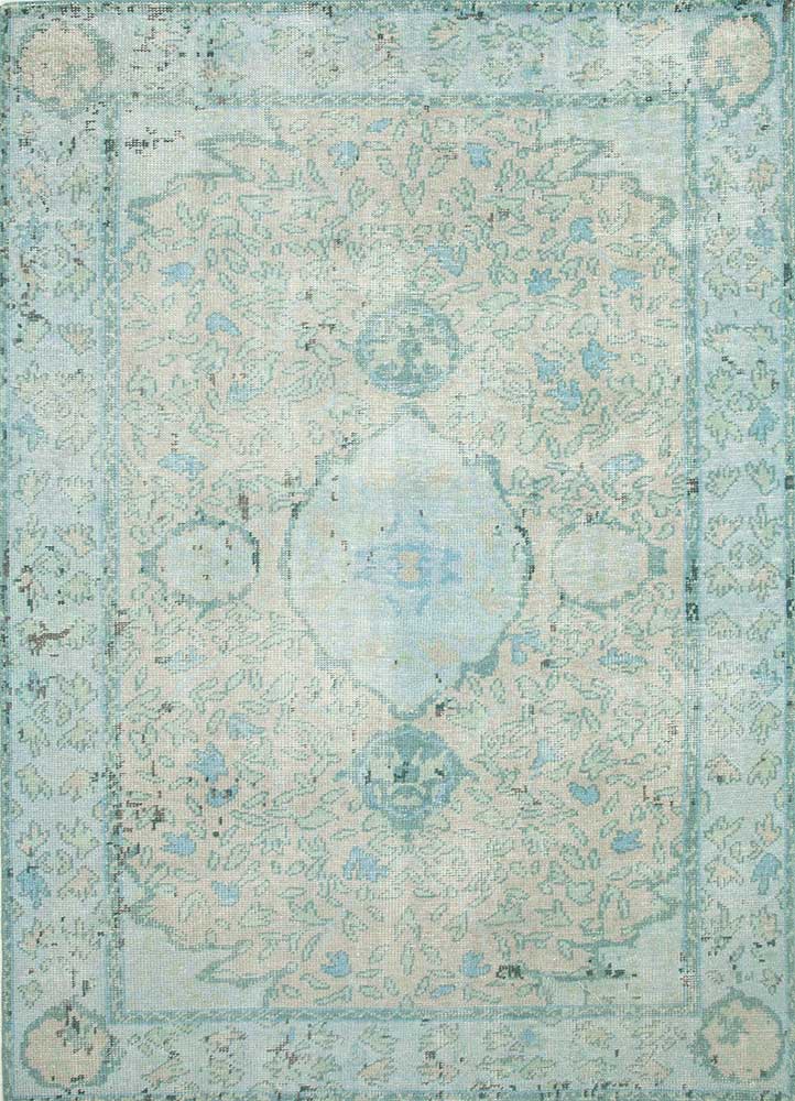 erbe blue wool Hand Knotted Rug - HeadShot
