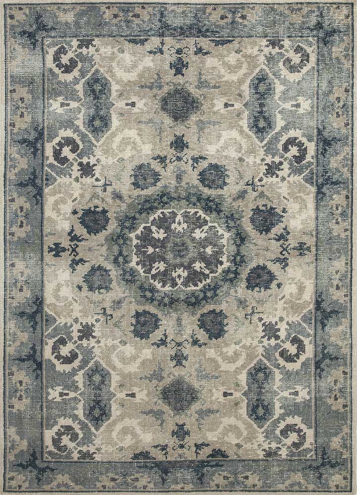 erbe grey and black wool Hand Knotted Rug - HeadShot