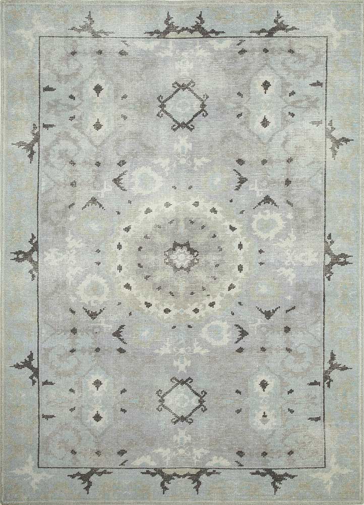 erbe grey and black wool Hand Knotted Rug - HeadShot