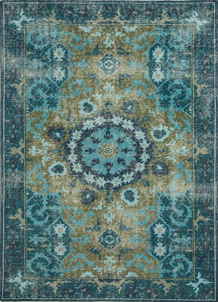 erbe green wool Hand Knotted Rug - HeadShot