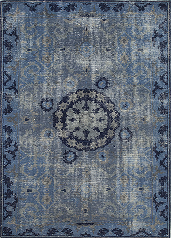 erbe blue wool Hand Knotted Rug - HeadShot