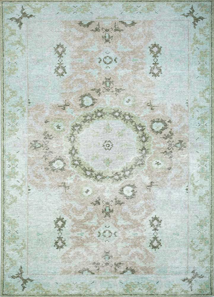 erbe beige and brown wool Hand Knotted Rug - HeadShot