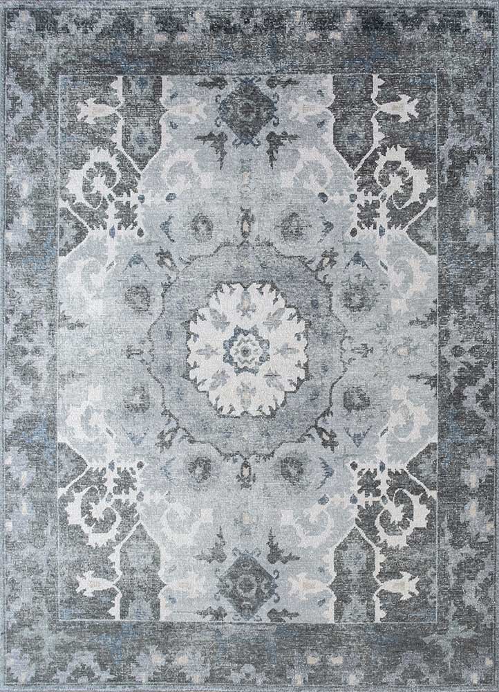 erbe blue wool Hand Knotted Rug - HeadShot