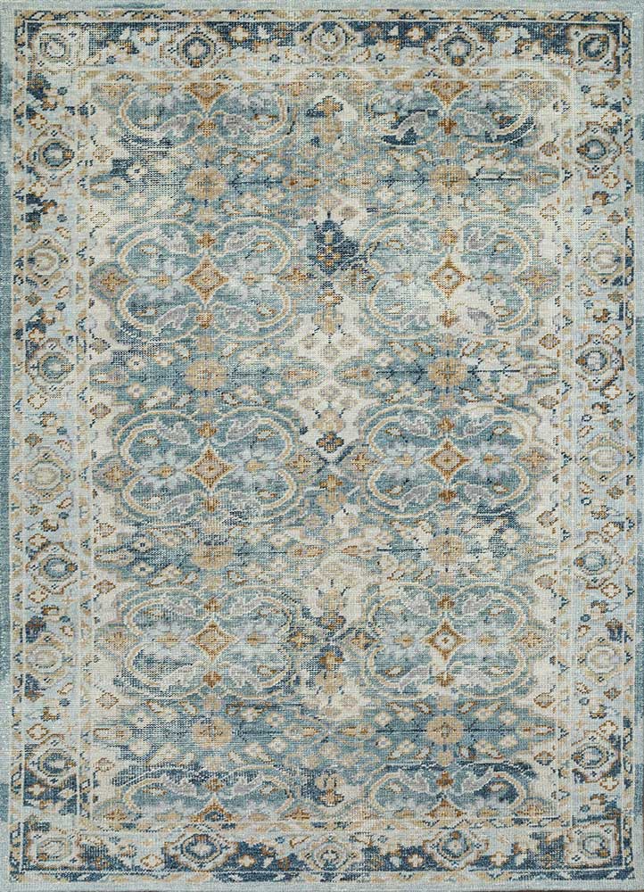 erbe blue wool Hand Knotted Rug - HeadShot