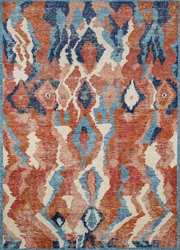 erbe red and orange wool Hand Knotted Rug - HeadShot erbe red and orange wool Hand Knotted Rug - HeadShot