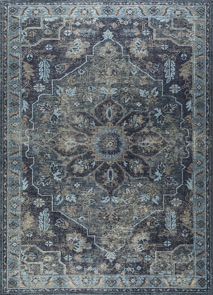 savana grey and black wool Hand Knotted Rug - HeadShot