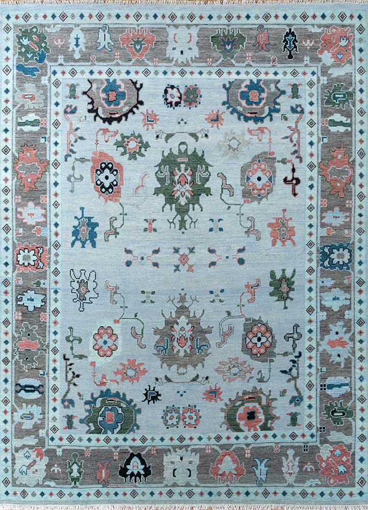 cyanna blue wool Hand Knotted Rug - HeadShot