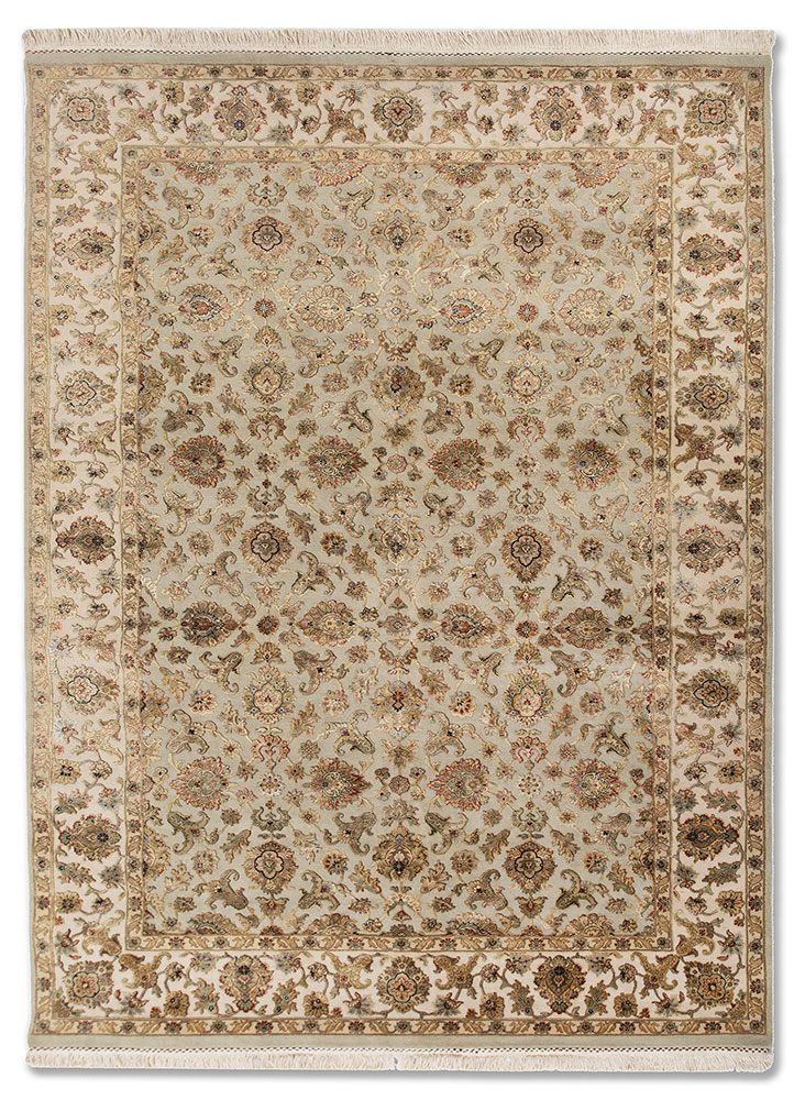aurora blue wool and silk Hand Knotted Rug - HeadShot