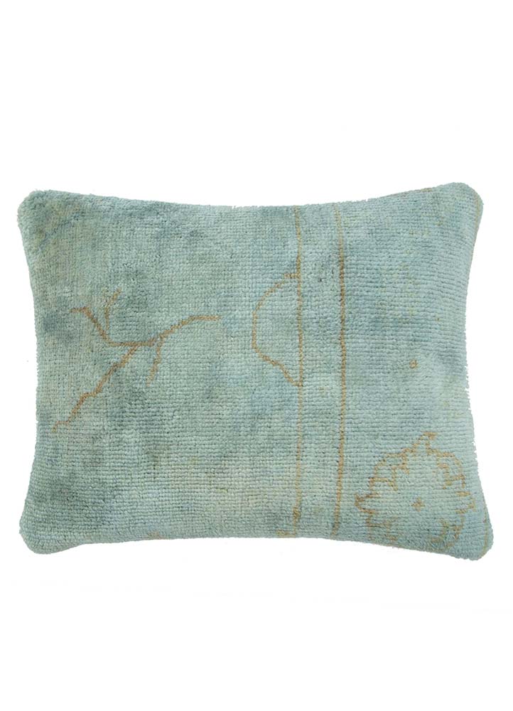 cushion blue wool Cushion Cover Rug - HeadShot