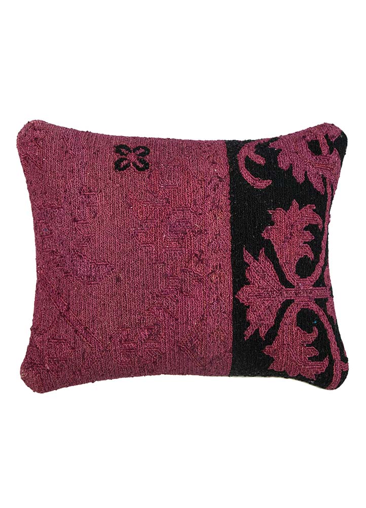 cushion pink and purple wool Cushion Cover Rug - HeadShot