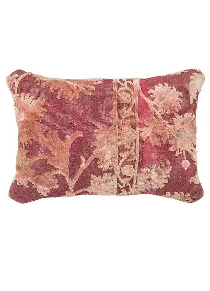 cushion pink and purple wool and silk Cushion Cover Rug - HeadShot