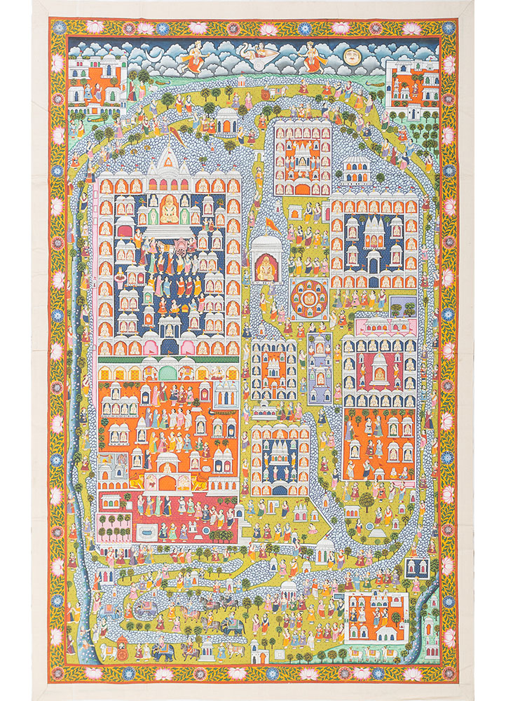 pichwai art green cotton cloth ART WORK Rug - HeadShot