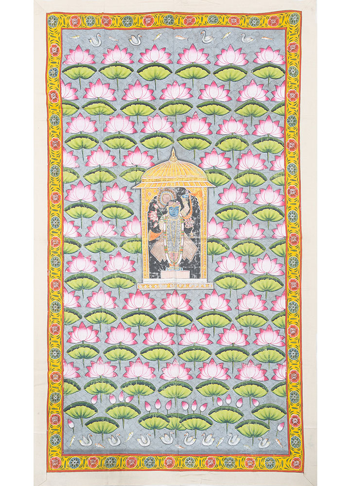 pichwai art green cotton cloth ART WORK Rug - HeadShot