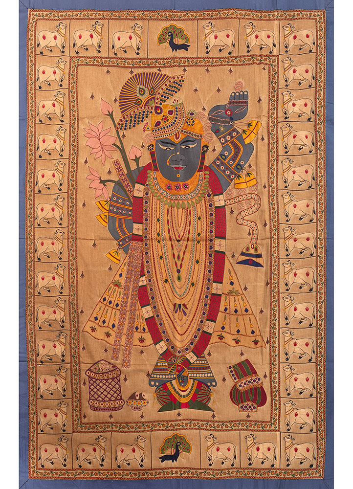 pichwai art pink and purple cotton cloth ART WORK Rug - HeadShot