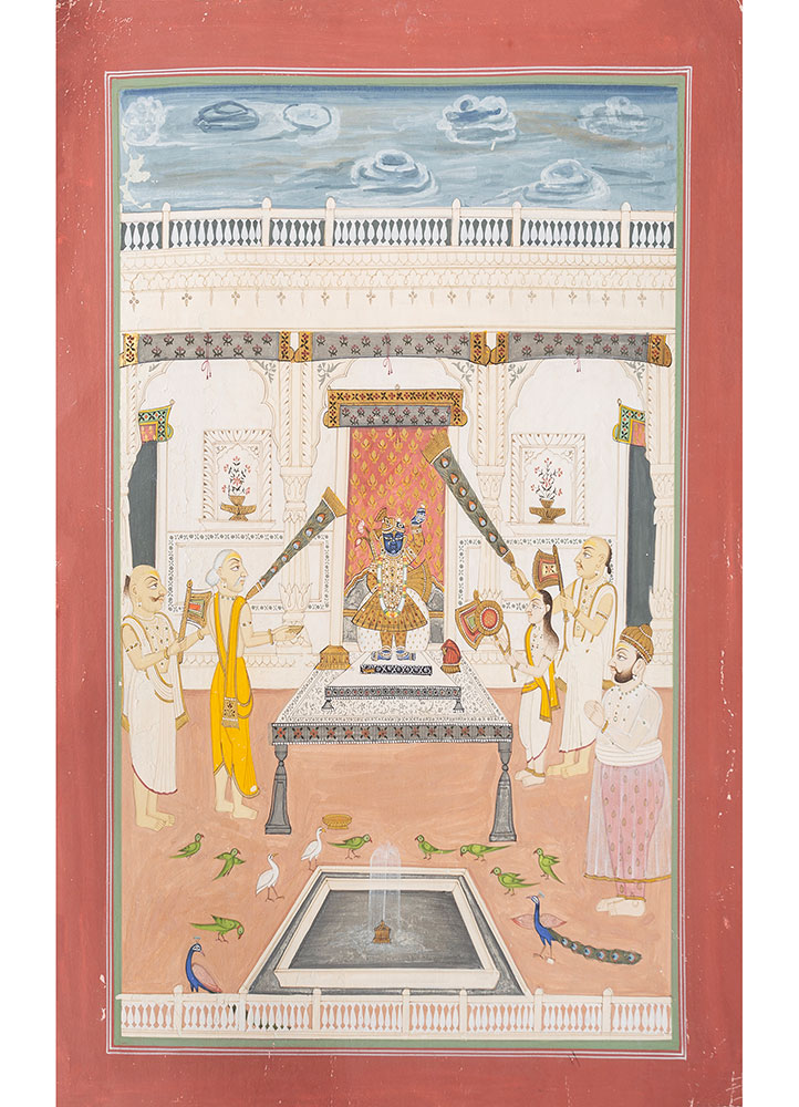 pichwai art red and orange cotton cloth ART WORK Rug - HeadShot