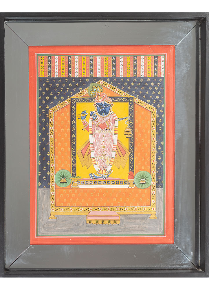 pichwai art red and orange cotton cloth ART WORK Rug - HeadShot