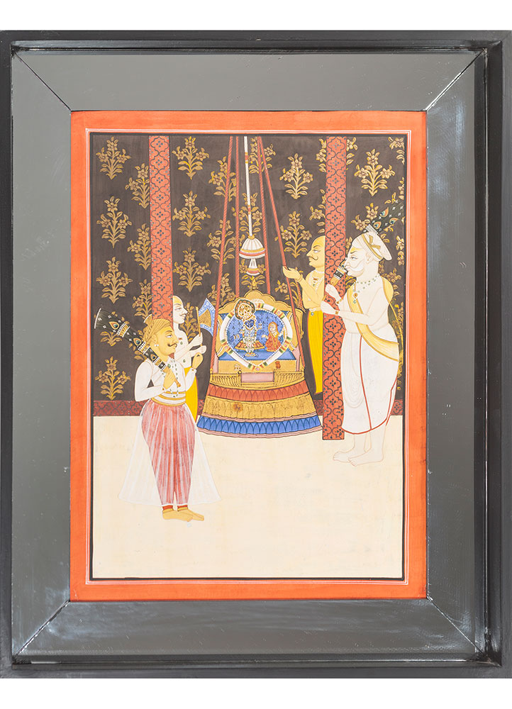 pichwai art red and orange cotton cloth ART WORK Rug - HeadShot