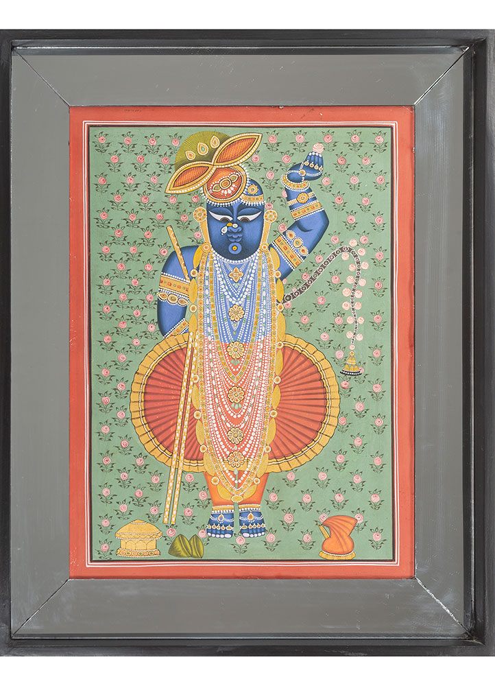 pichwai art green cotton cloth ART WORK Rug - HeadShot