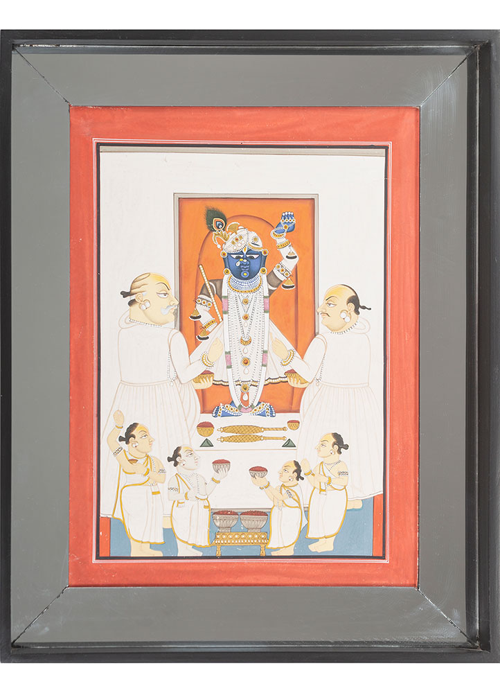 pichwai art red and orange cotton cloth ART WORK Rug - HeadShot