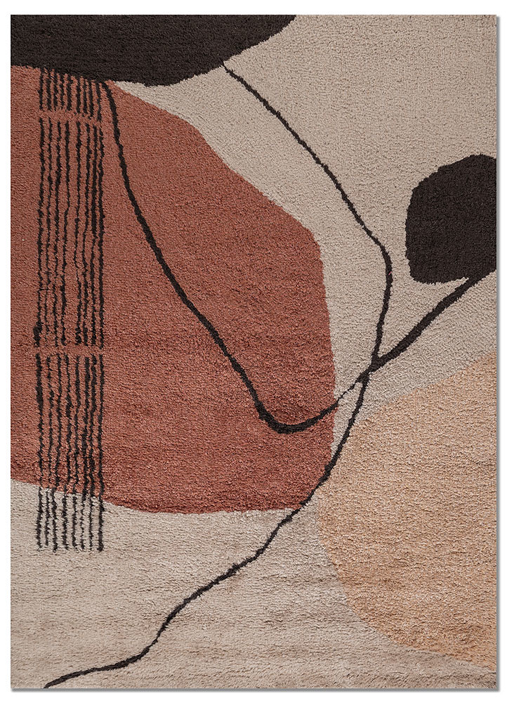  beige and brown polyester Hand Tufted Rug