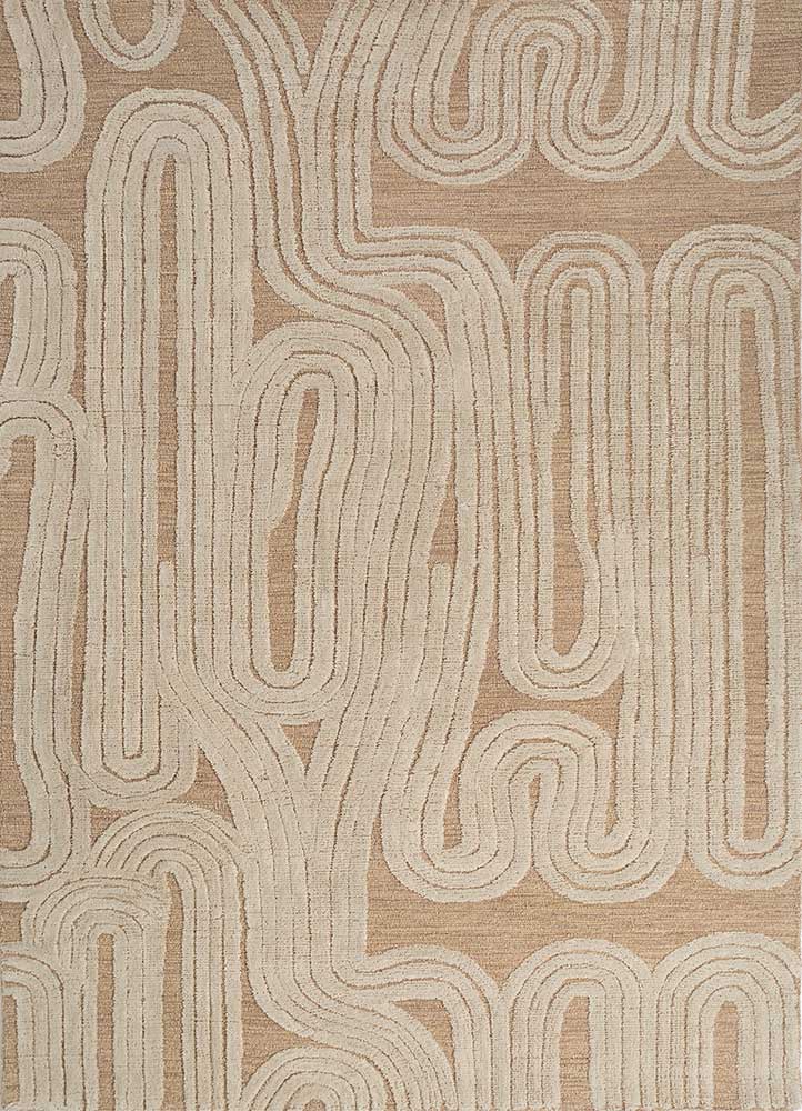 modo beige and brown wool Hand Tufted Rug - HeadShot