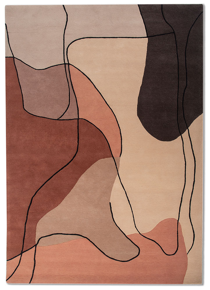 aprezo beige and brown wool Hand Tufted Rug - HeadShot