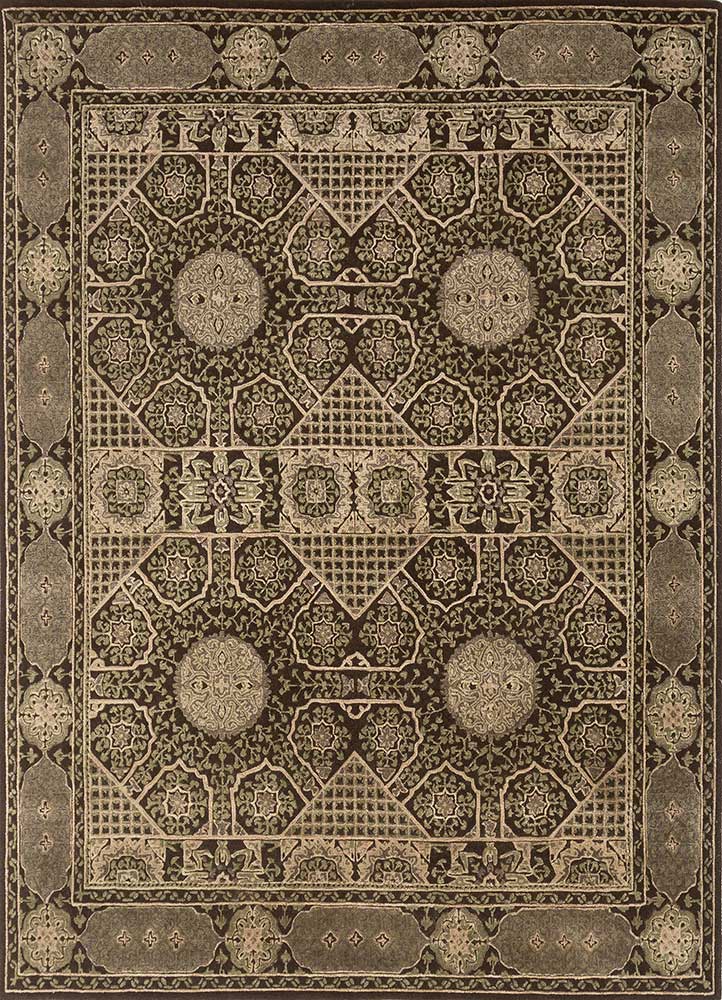 kasbah beige and brown wool and viscose Hand Tufted Rug - HeadShot