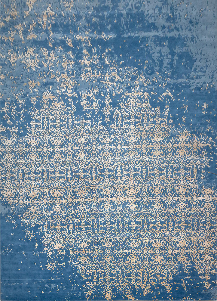  blue wool and viscose Hand Tufted Rug