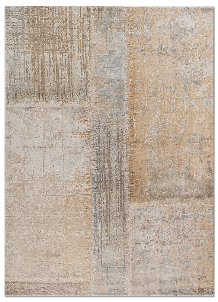  ivory wool and bamboo silk Hand Knotted Rug