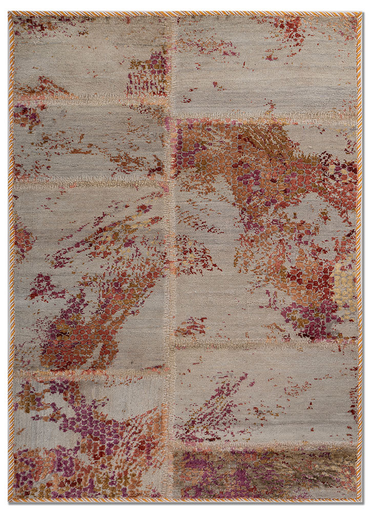  blue wool and bamboo silk Hand Knotted Rug