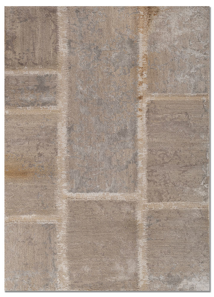 grey and black wool and bamboo silk Hand Knotted Rug