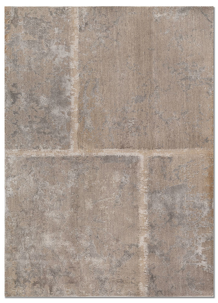  grey and black wool and bamboo silk Hand Knotted Rug