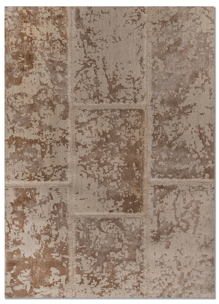  ivory wool and bamboo silk Hand Knotted Rug