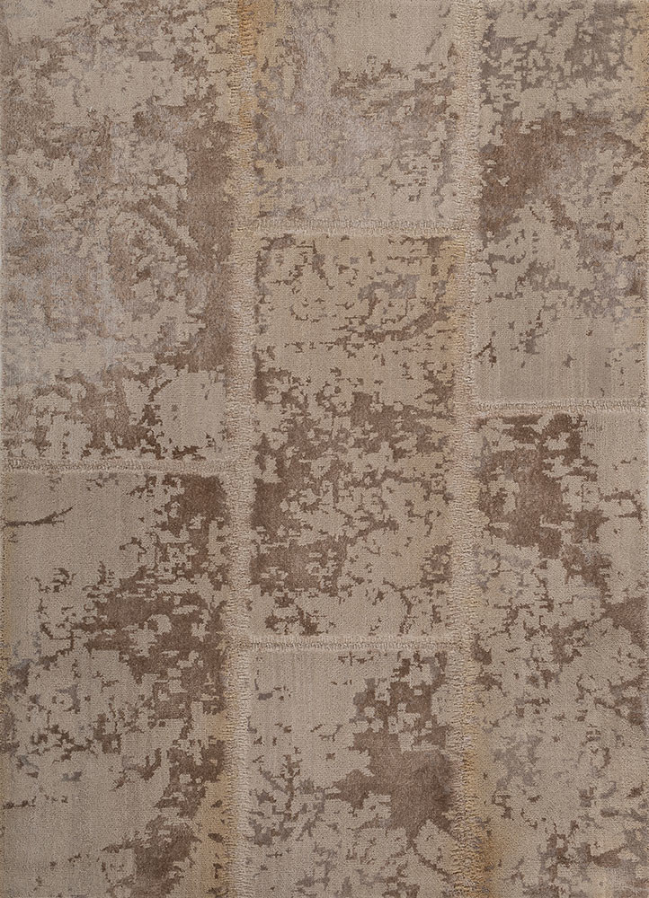  ivory wool and bamboo silk Hand Knotted Rug
