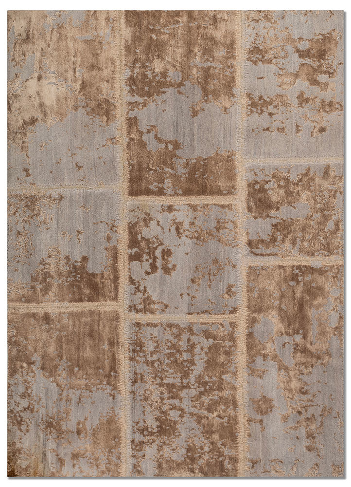  grey and black wool and bamboo silk Hand Knotted Rug