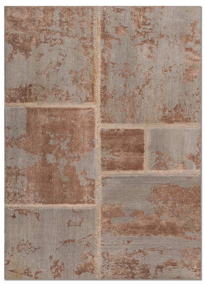  grey and black wool and bamboo silk Hand Knotted Rug
