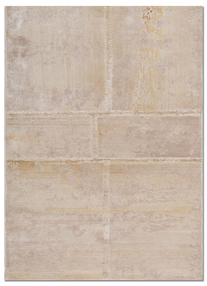  ivory wool and bamboo silk Hand Knotted Rug