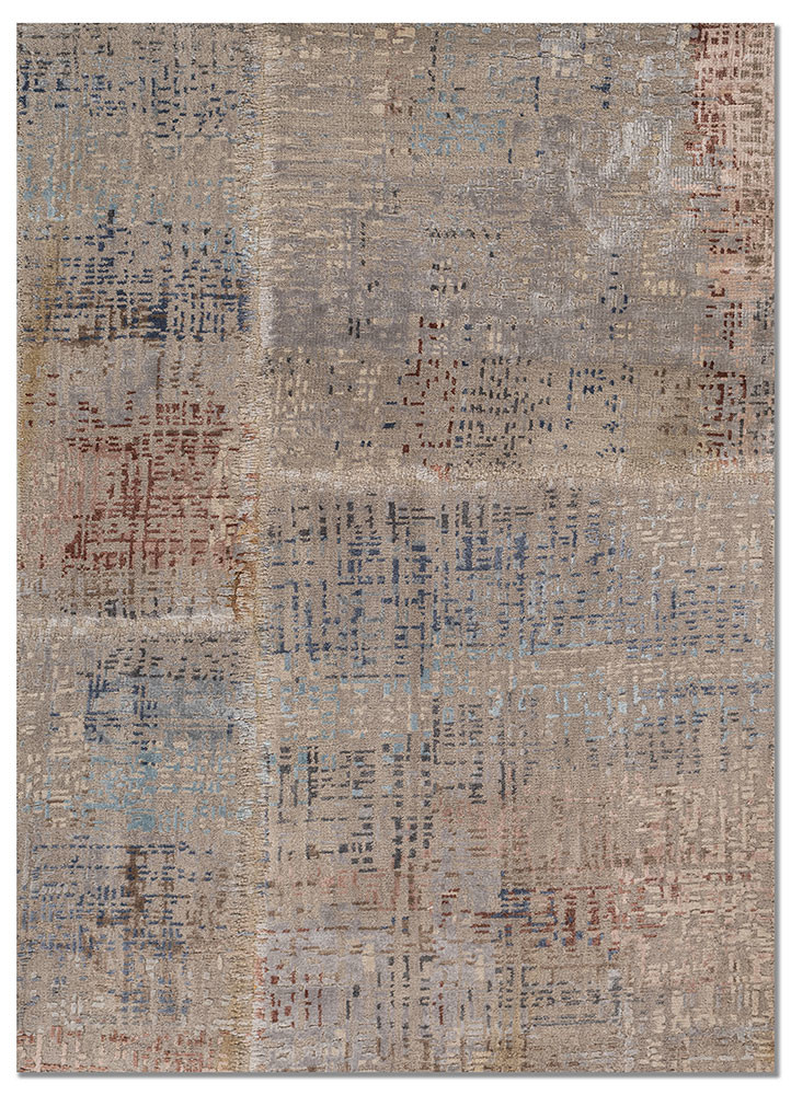  grey and black wool and bamboo silk Hand Knotted Rug