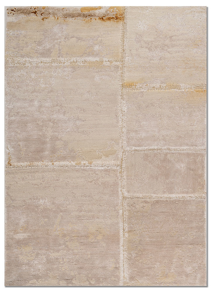  ivory wool and bamboo silk Hand Knotted Rug