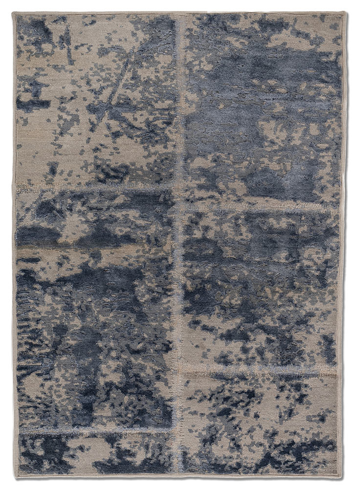  grey and black wool and bamboo silk Hand Knotted Rug