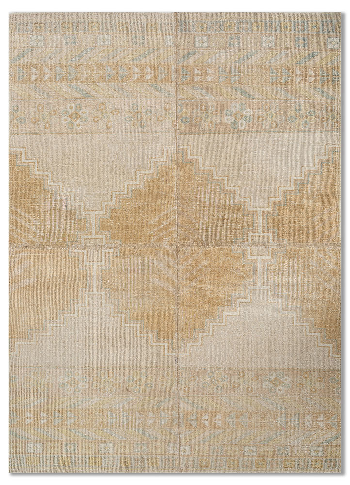  beige and brown wool Hand Knotted Rug
